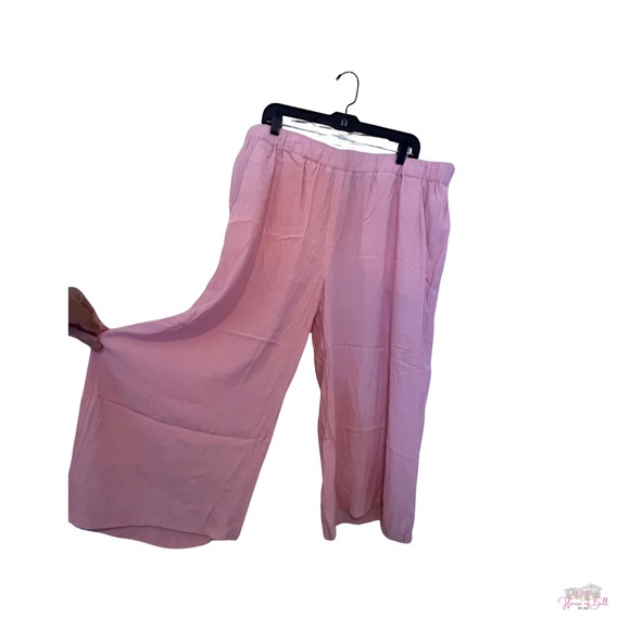 Express Pants - Express Pink Cropped Mid-rise Culottes